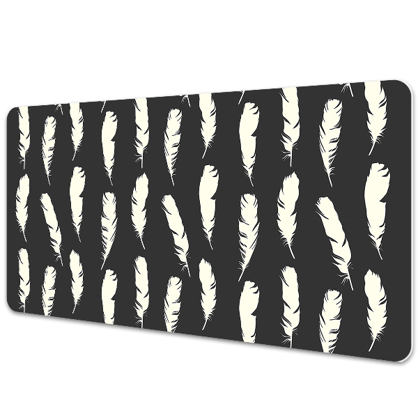 Large desk mat for children white feathers