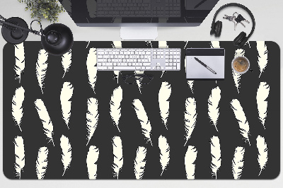 Large desk mat for children white feathers