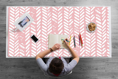 Full desk mat pink herringbone