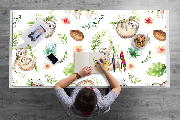 Large desk mat for children sloths