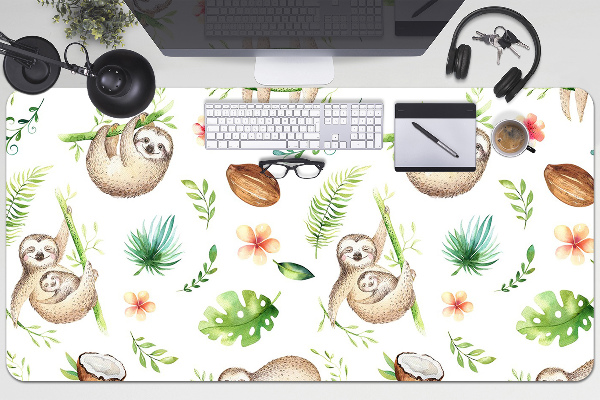 Large desk mat for children sloths