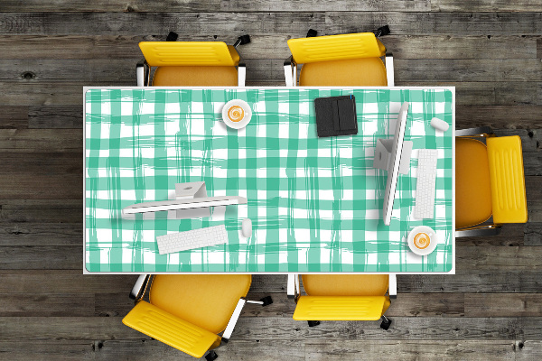 Large desk mat table protector green grille