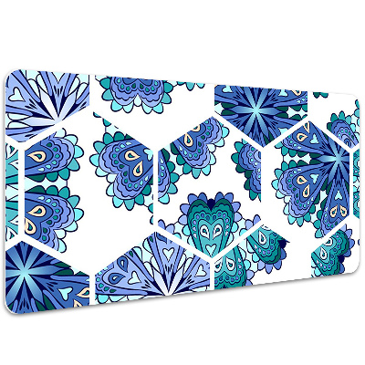 Desk mat hexagonal flowers