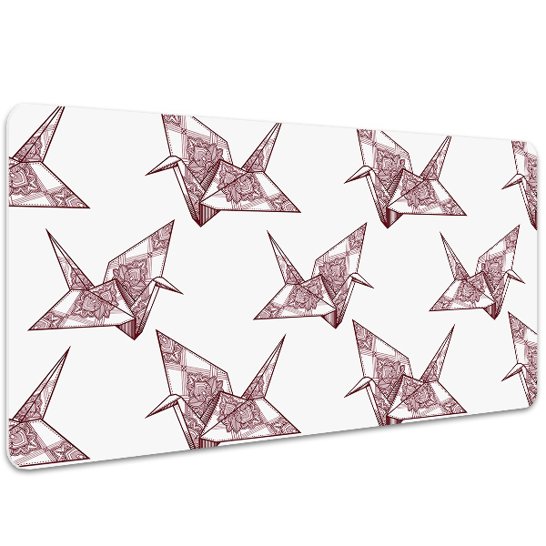 Large desk mat table protector origami birds