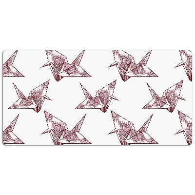 Large desk mat table protector origami birds