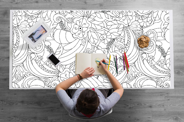 Large desk mat for children doodle pattern