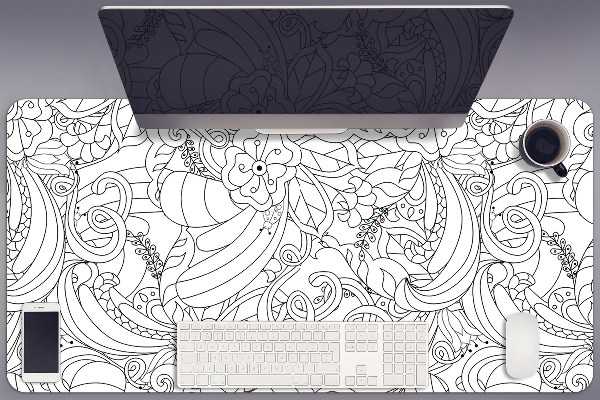 Large desk mat for children doodle pattern