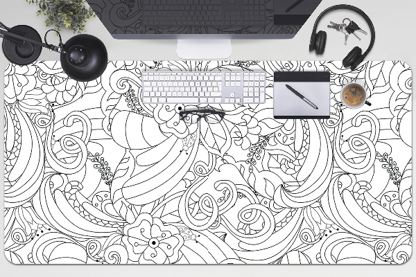 Large desk mat for children doodle pattern