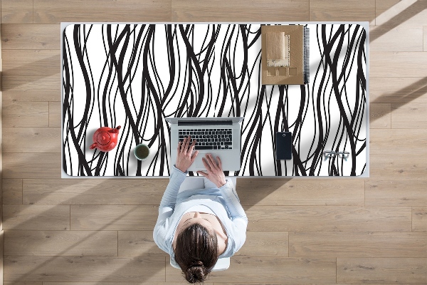 Large desk mat table protector wavy lines