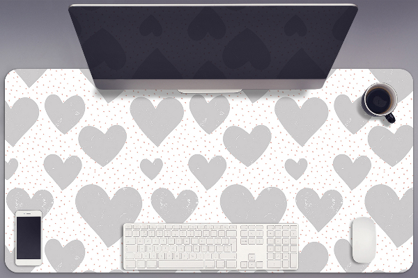 Large desk mat for children gray heart