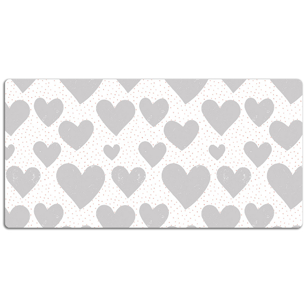 Large desk mat for children gray heart