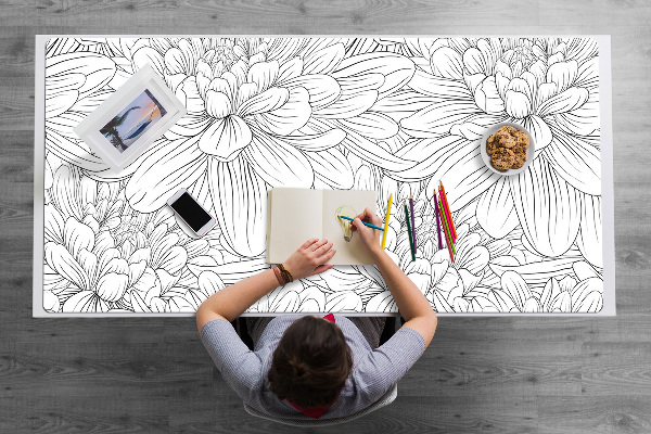 Full desk pad sketched flowers