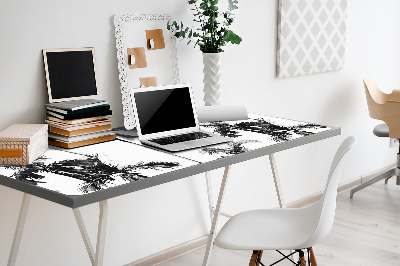 Desk mat Black and white palm