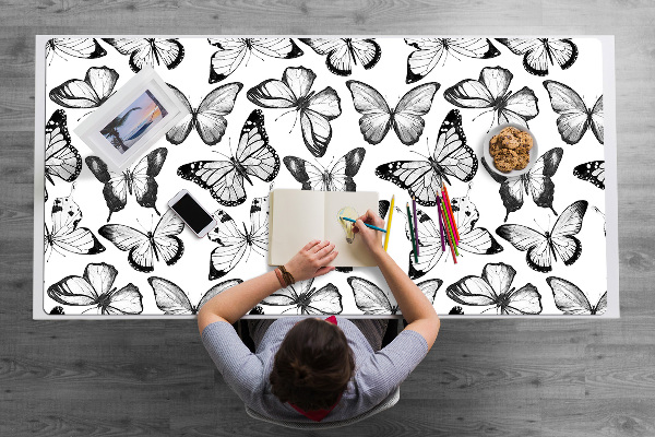 Desk mat Black and white butterfly