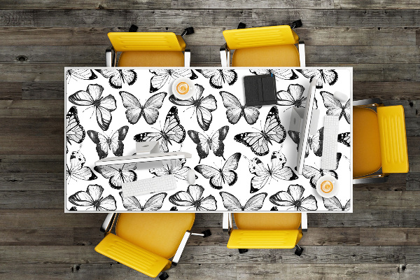 Desk mat Black and white butterfly