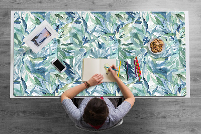 Full desk protector pastel leaves