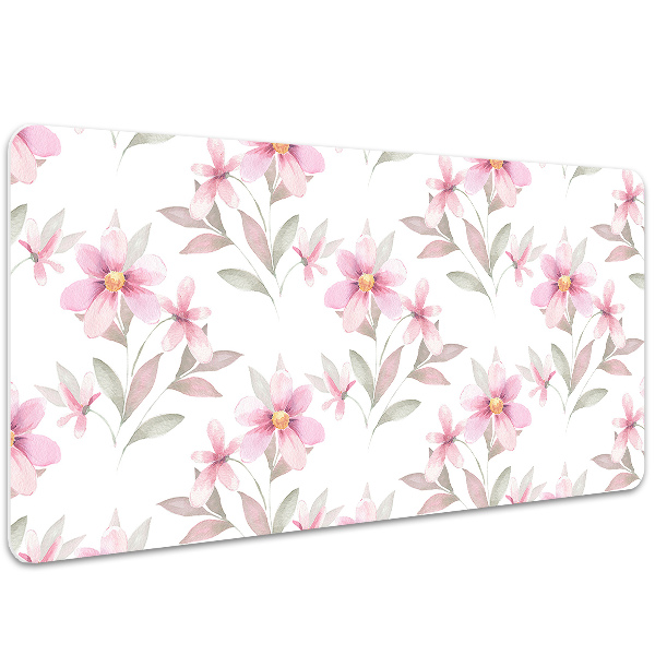 Large desk mat table protector pink flowers