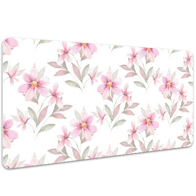 Large desk mat table protector pink flowers