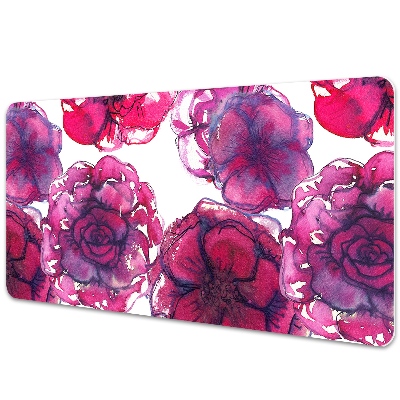 Large desk mat table protector Red roses