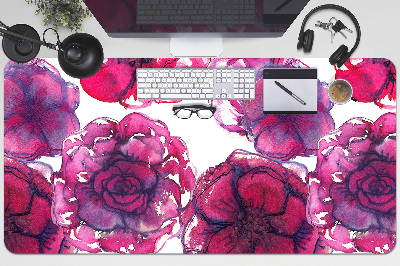 Large desk mat table protector Red roses