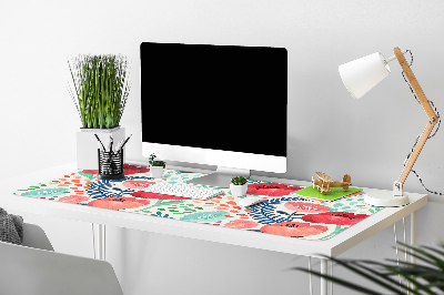 Large desk mat table protector Red poppies