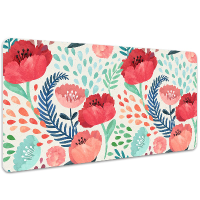 Large desk mat table protector Red poppies