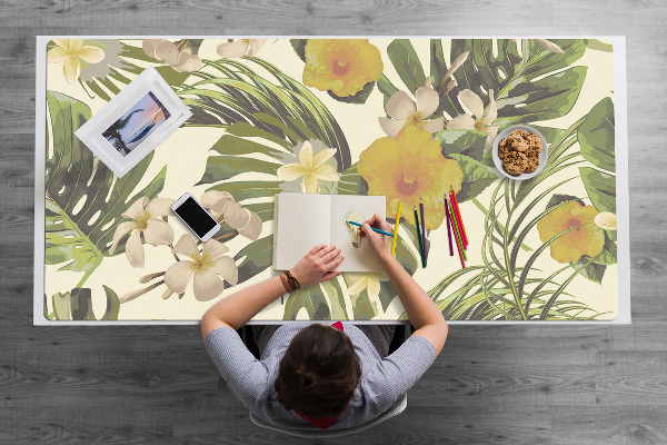 Desk pad Tropical leaves and flowers