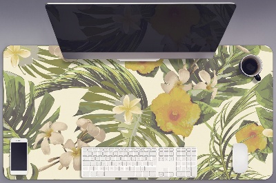 Desk pad Tropical leaves and flowers