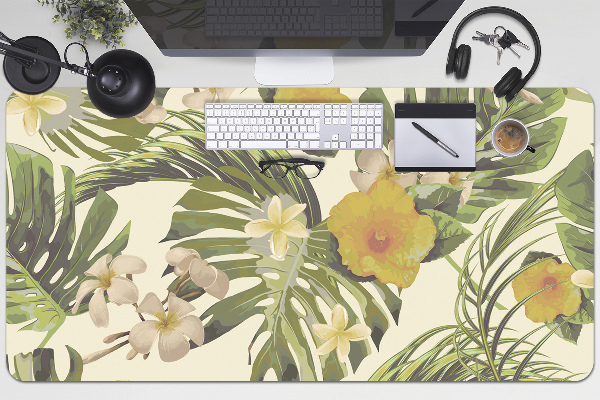 Desk pad Tropical leaves and flowers