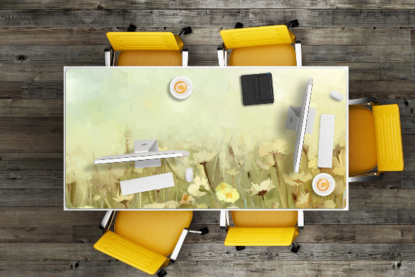 Large desk pad PVC protector Field flowers