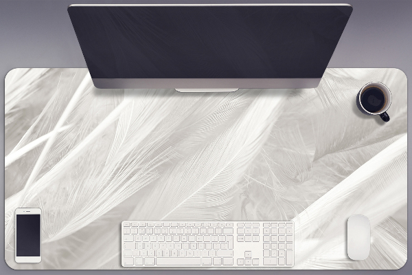 Desk mat Beautiful white feathers