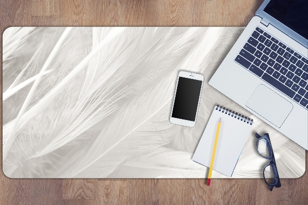 Desk mat Beautiful white feathers