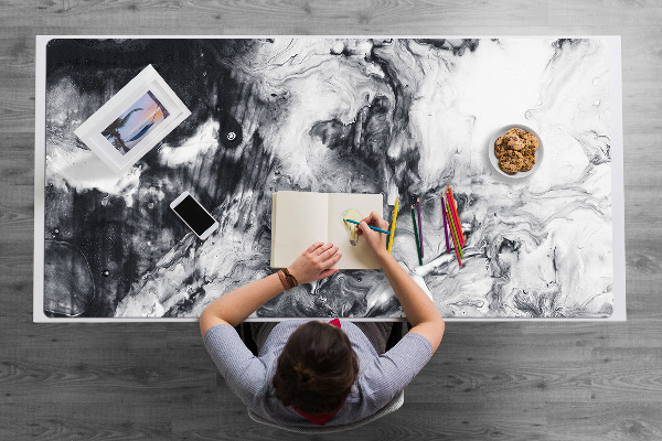 Large desk mat table protector Stains of a paint