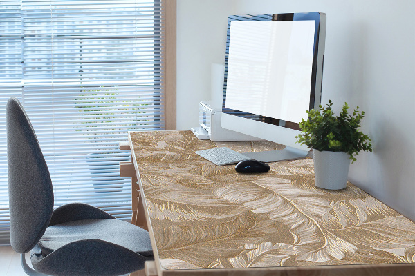 Large desk pad PVC protector golden leaves