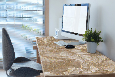 Large desk pad PVC protector golden leaves