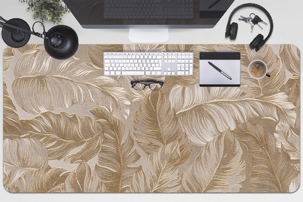 Large desk pad PVC protector golden leaves