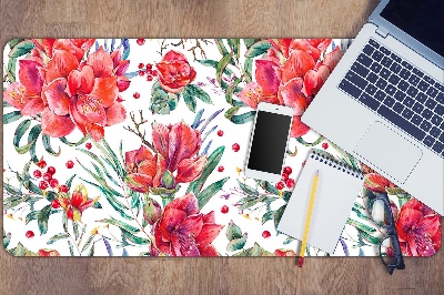 Desk pad red flowers