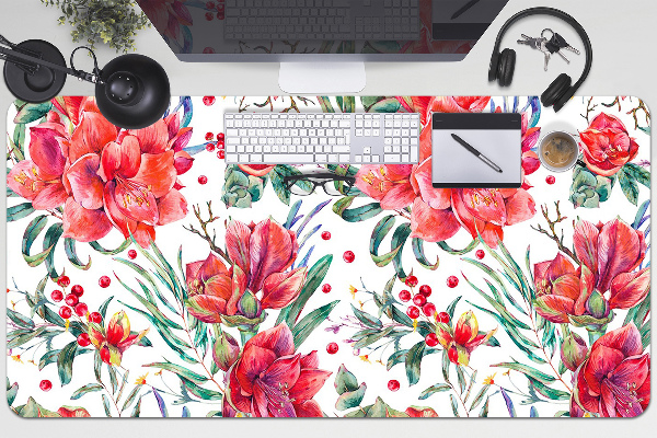 Desk pad red flowers