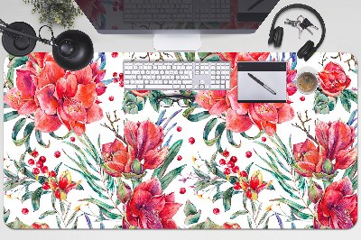 Desk pad red flowers