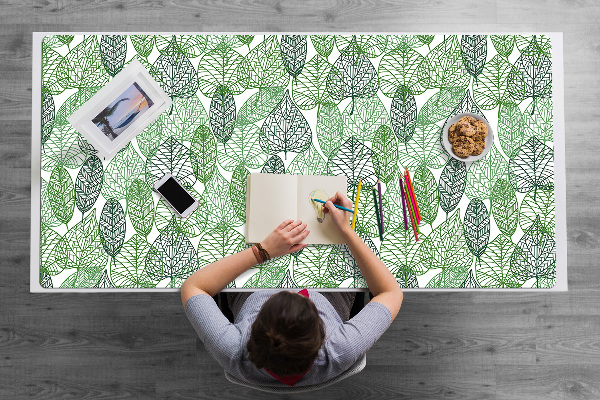 Large desk pad PVC protector forest leaves