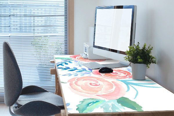 Large desk pad PVC protector bright flowers