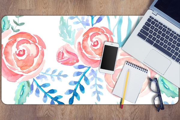 Large desk pad PVC protector bright flowers