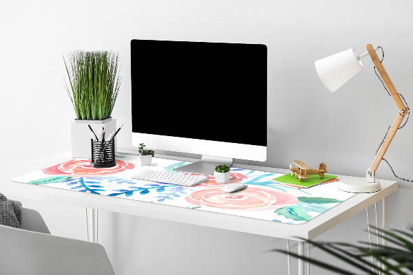 Large desk pad PVC protector bright flowers
