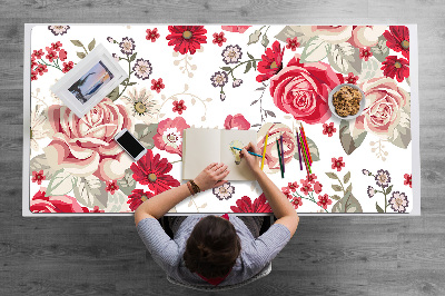 Desk pad red flowers