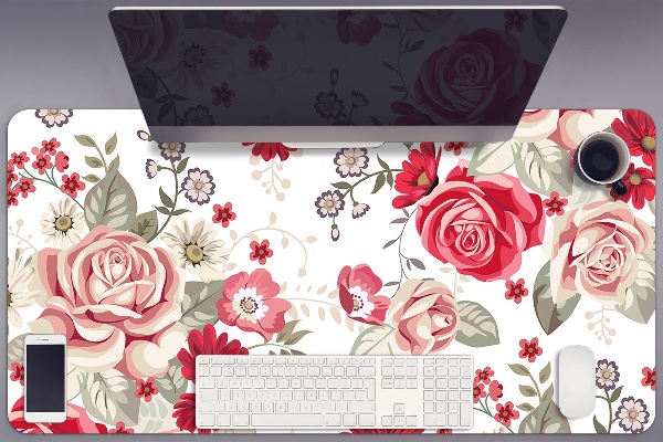 Desk pad red flowers