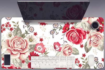 Desk pad red flowers