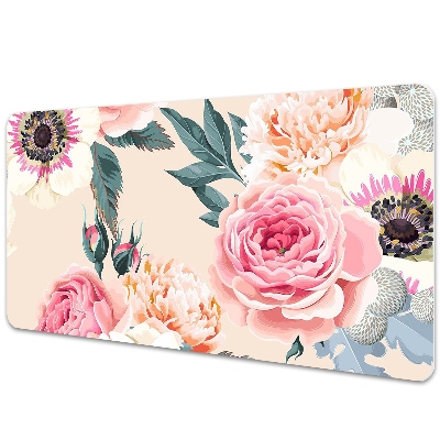 Full desk protector pastel flowers