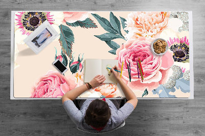 Full desk protector pastel flowers