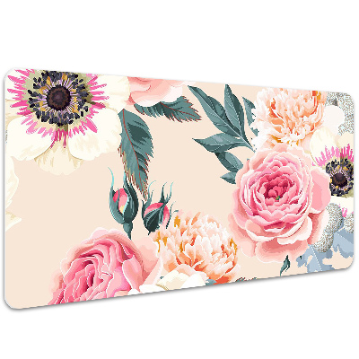 Full desk protector pastel flowers