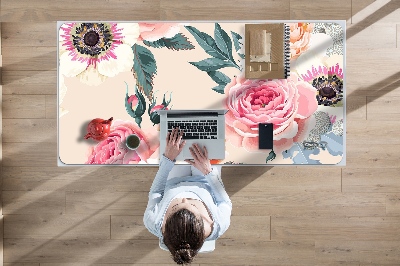 Full desk protector pastel flowers